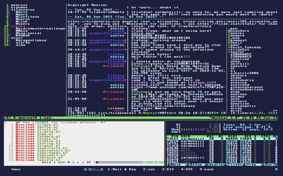 tilde.guru tmux dashboard